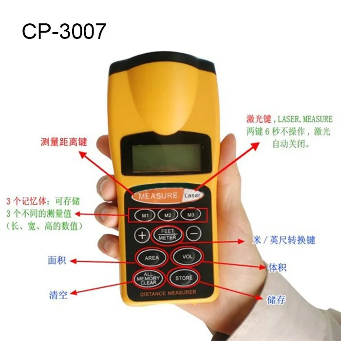 CP-3007 Handentfernungsmesser, Entfernungsmessrad, elektronisches Messinstrument, Laser-Entfernungsmesser, Infrarot-Messinstrument