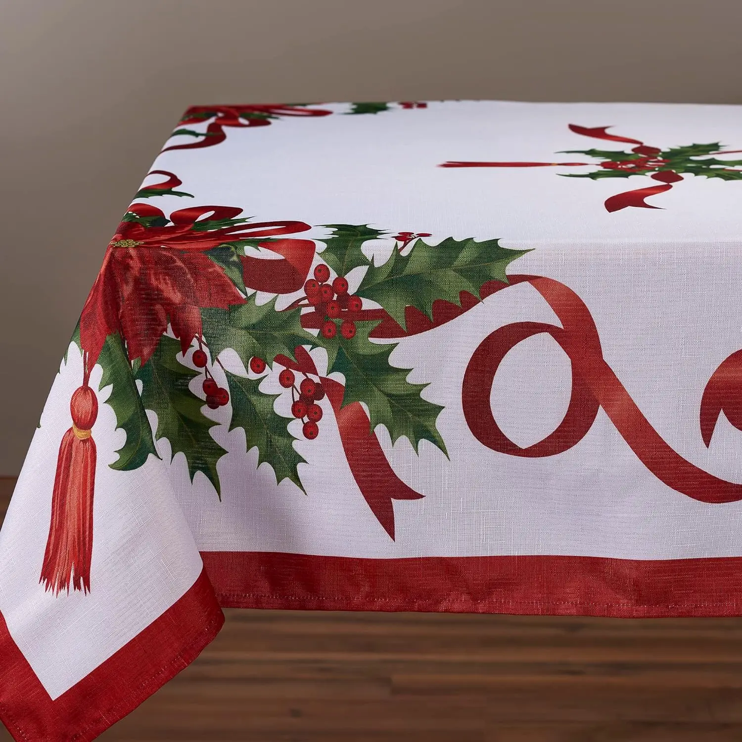 Christmas Ribbon Tablecloth Merry Xmas Table Cloth Harvest Holiday Fall Wedding Party Table Dinning Tablecover Home Decoration