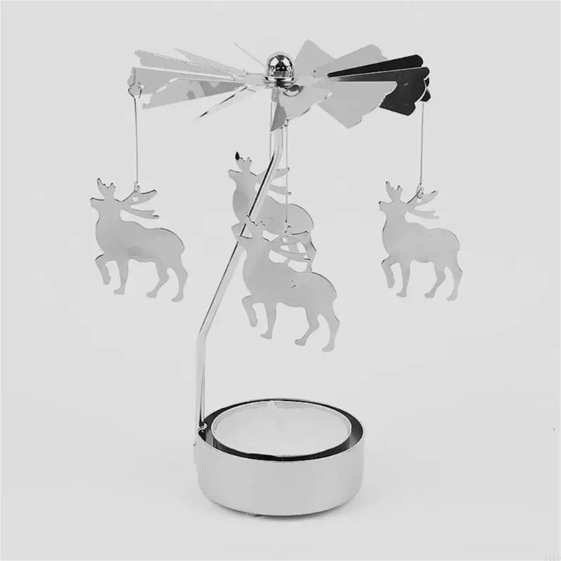 

Metal Spinning Tea Lights Holder Creative Rotating Candlestick Ornament