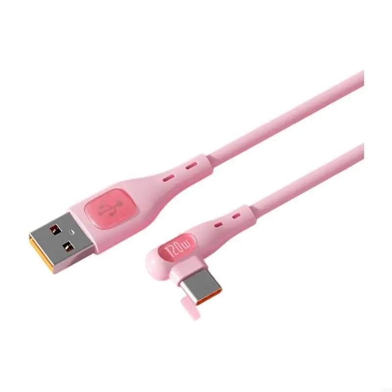 120W High Power USB A to Type C Gaming Charging Cable 90 Degree Right Angle Elbow Design Durable Fast Charge Cord 2M