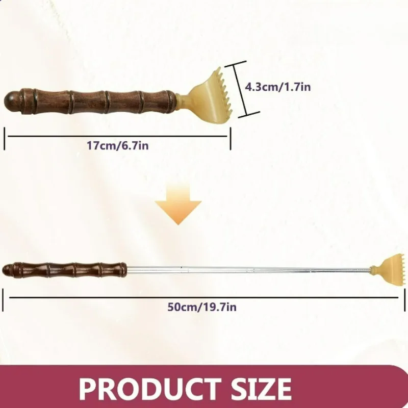 Retractable Back Massage Stick | Wood Handle Back Scratcher | Extendable Massager Tool for Home & Office Use
