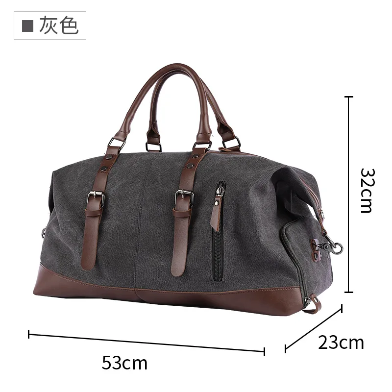 Retro canvas tote bag travel bag men's fashion trend large capacity short trip luggage bag shoulder backpack men
