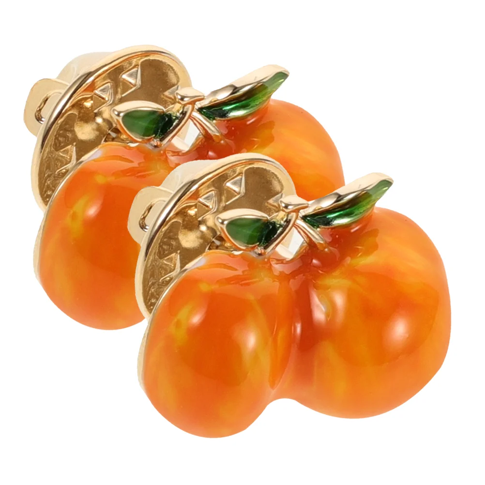 

2 Pcs Yellow Peach Brooch Enamel Lapel Fruit Accessories Cartoon Clothing Brooch Women Holiday Style