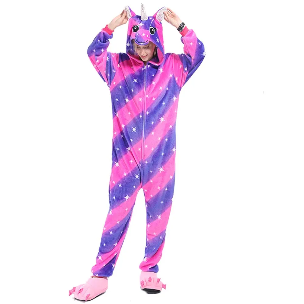 

Хэллоуин Зима Унисекс Костюмы для косплея единорога Комбинезоны Пижамы кигуруми Взрослые фланелевые пижамы Пижамы с животными Комбинезоны