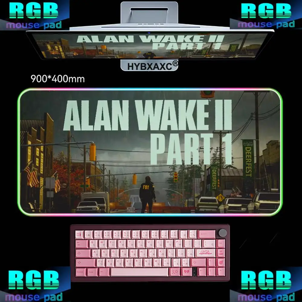 

RGB LED HD Game Alan Wake 2 Mouse Pad Computer Laptop Rubber Non-slip Mouse Mat Mousepad Gamers Decoracion Desk Mat XAXC