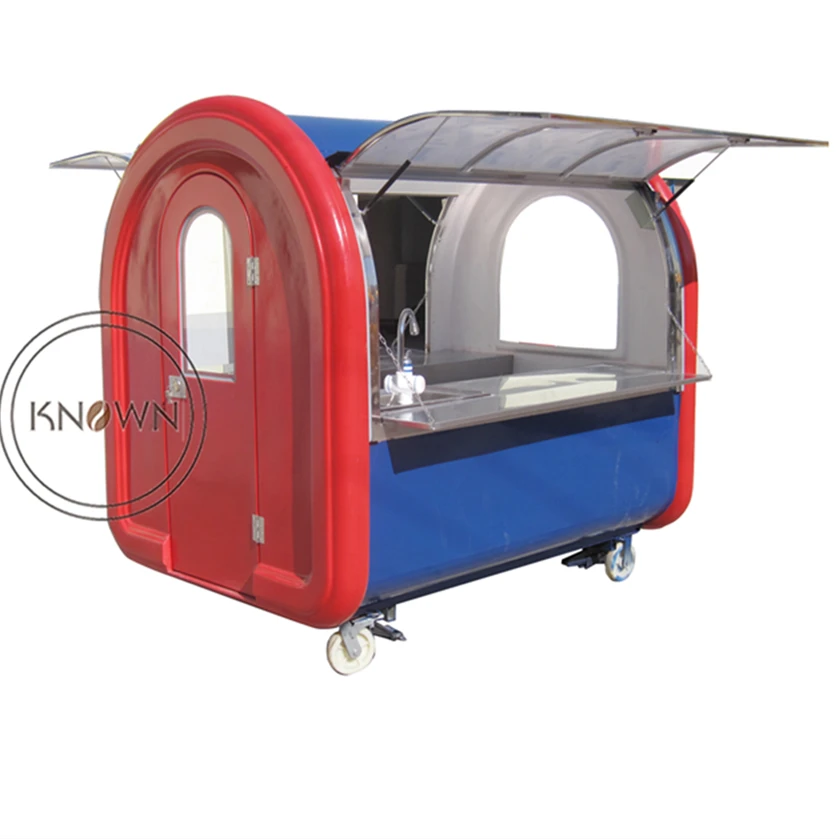 

2.2m long with front and back open and supporting customization hand push street food cart mobile food truck for sale