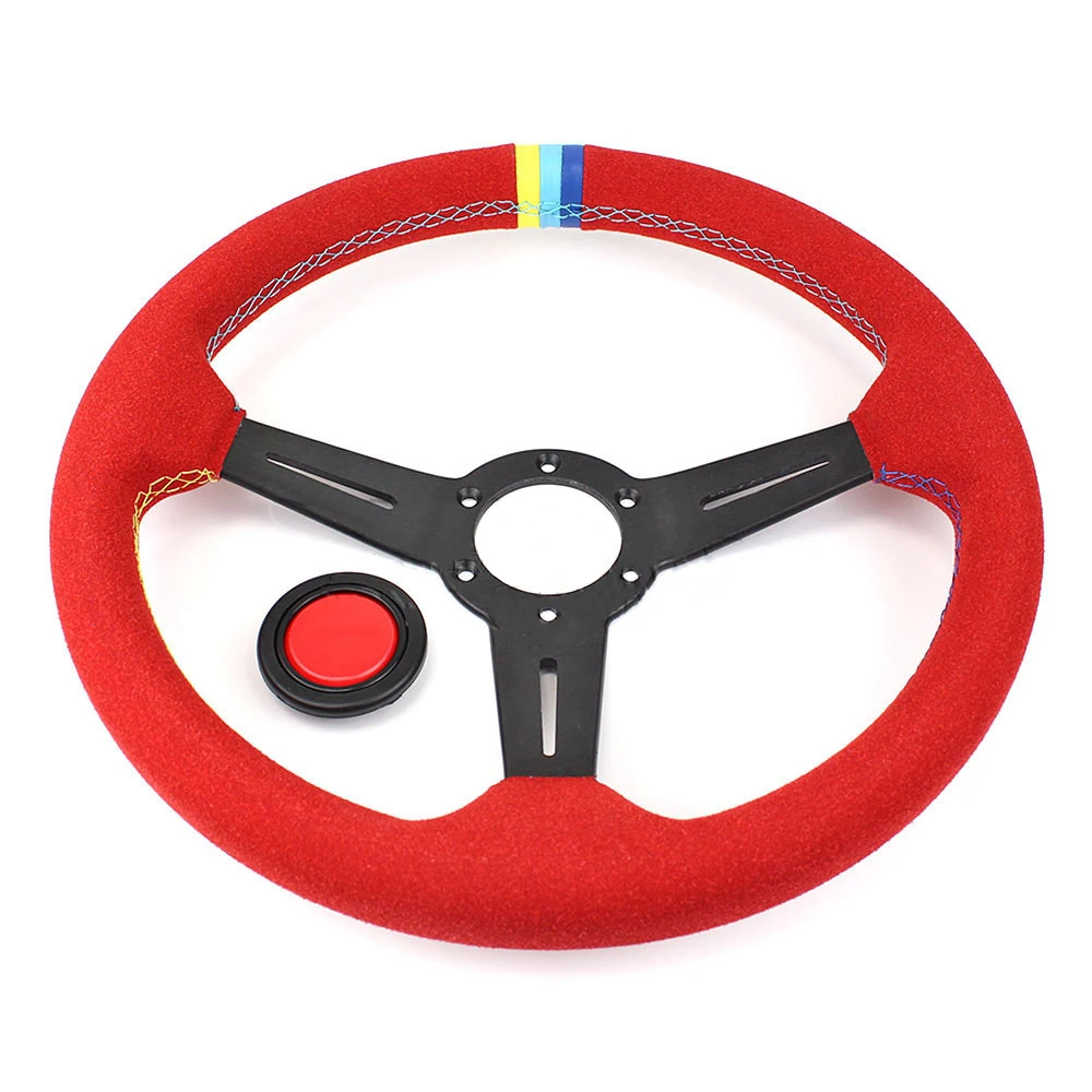 

Universal Personalization Suede Sports Racing Steering Wheel Tools 14 Inch 345MM Frosted Fur Steering Wheel Cars Accessories ﻿