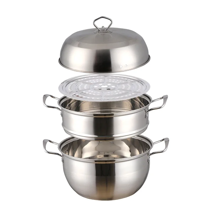 1 Pcs Steamer Pot Stainless Steel Three layer Thick Gold Steamer Pot Soup Steam Pot Cooking Pots Cooker Gas Stove