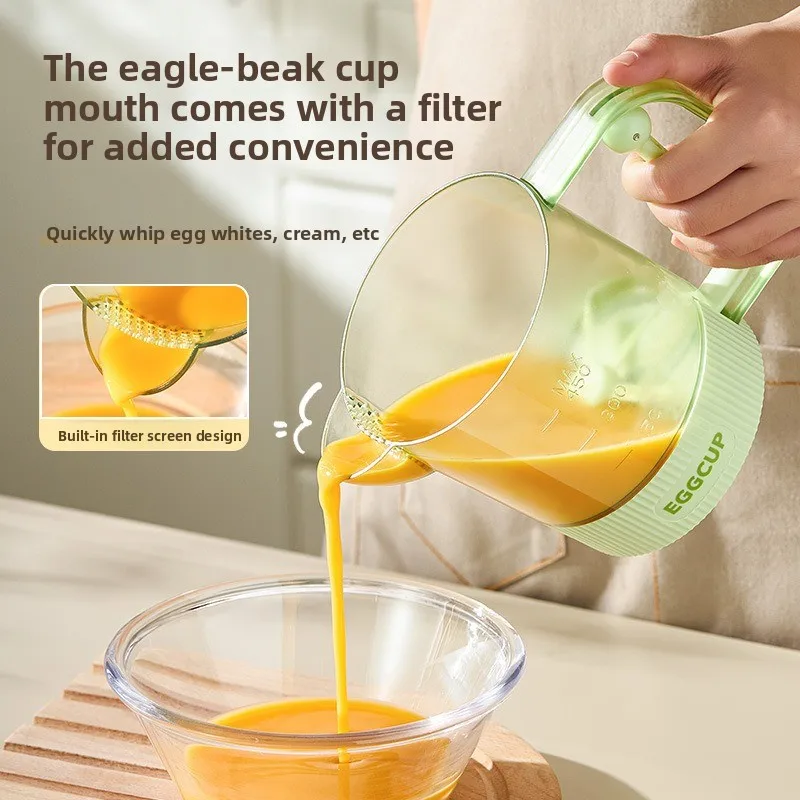Semi-automatic press egg beater, multi-functional filter measuring cup, whipping cream egg liquid artifact