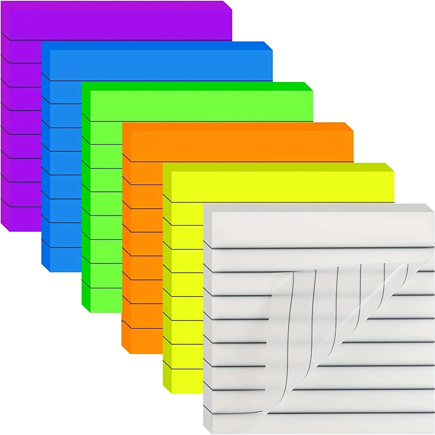 300 Sheets Lined Transparent Sticky Notes, 3x3 Inch 6 Colorful Tabs With Line For Office College School Classroom Supplies