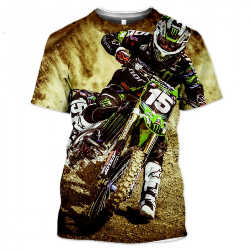 Newest Men\'s Cool Motocross 3D Printed Short-sleeved T-Shirt Extreme Sports Motorcycle Hip-hop Streetwear Top Kids Tees Clothes