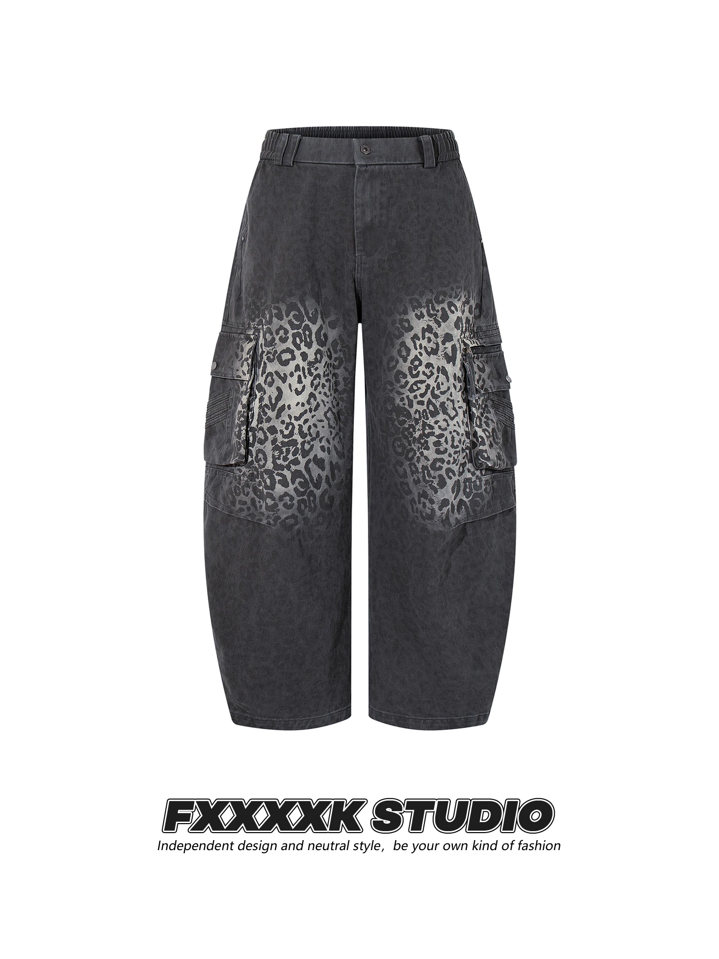 

Оригинальные свободные повседневные брюки FXK с леопардовым принтом, мужские джинсы прямого кроя в стиле хип-хоп, хлопковые, удобные, для похудения