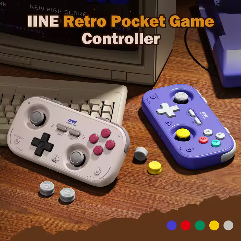 IINE Pocket Retro Game Controller,1000Hz Recessed Stick, Hall Effect Joysticks,Portable Mini Gamepad Customizable Controls - Image 2