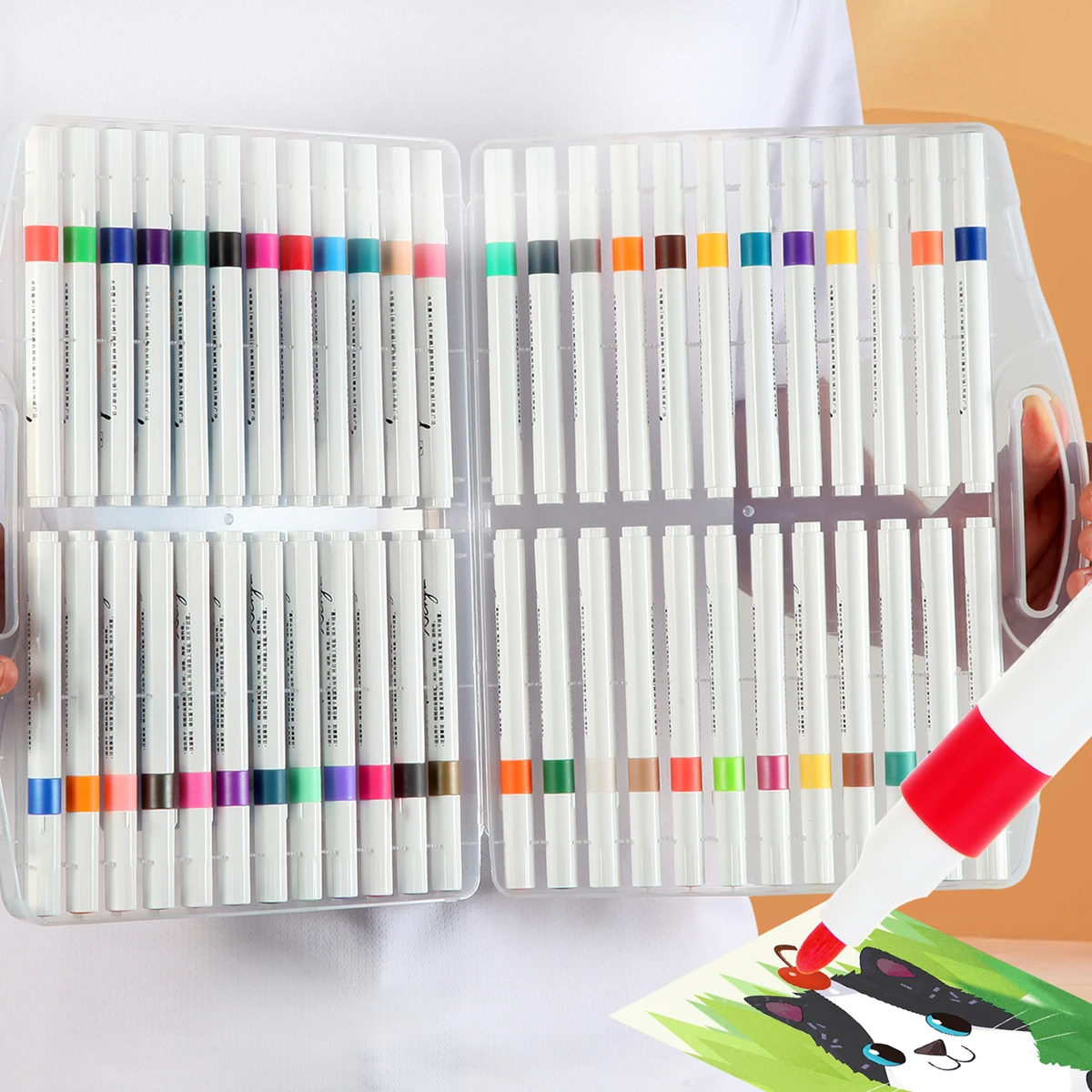 مجموعة أقلام تحديد أكريليك 12-80 لونًا، محمولة من البلاستيك، مجموعة لوحة صخرية للأطفال من السيراميك والزجاج والخشب DIY لوازم فنية للحرف اليدوية