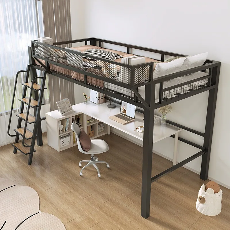 Nordic iron loft loft bed saving space dormitory student duplex second floor bed