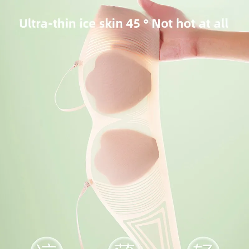 KUCLUT Sujetador sin costuras con orejas de conejo para mujer, estilo fino de verano, efecto ilusión de busto pequeño, refrescante, con realce, sin aros, de nailon