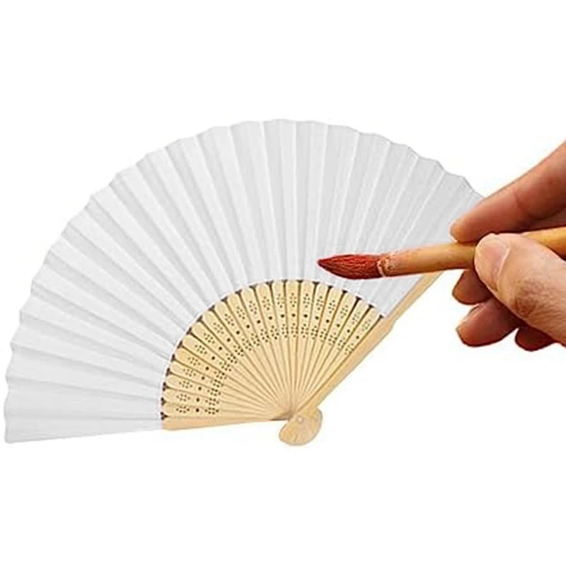 DIY Paper Folding Fan Bamboo Hand Held Fan Handheld Folded Fan For Kids Drawing Handheld Paper Fan