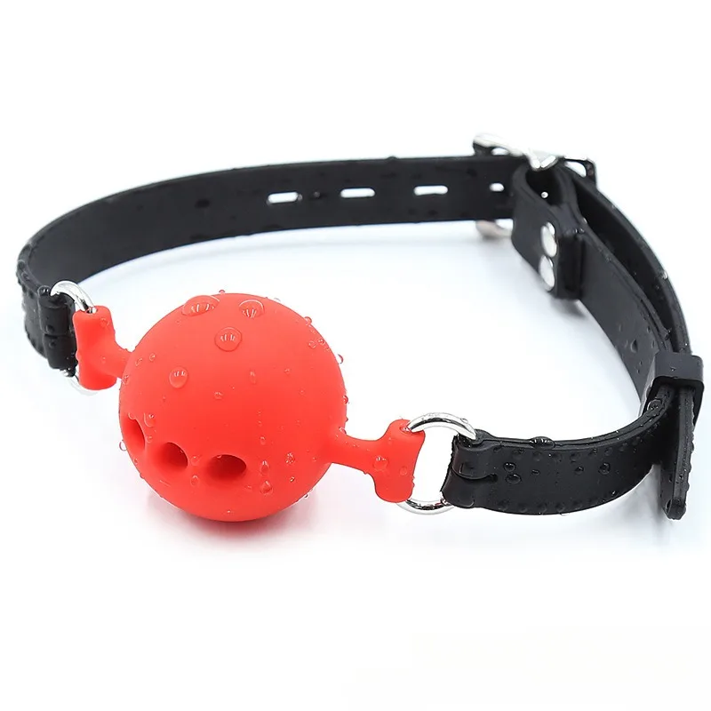 1pcs Perforated Soft Rubber Mouth Gag Adjustable Ball Adult Flirting Fetish Roleplay Game Props Couples BDSM Bondage Sex Toys