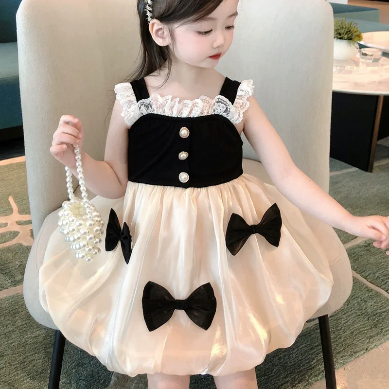 サマーガールズボウドレス-パーティーメッシュ-子供用衣装-ベビーコスチューム-ファッションプリンセスドレス-キッズ服-1-8歳