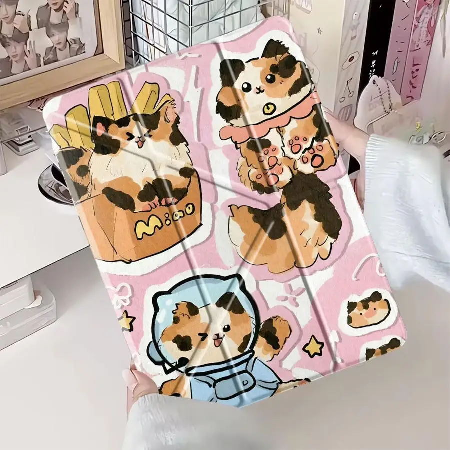 Tablet Case For iPad Air 4 5 M3 M2 M4 11inch Pro 2025 Mini 6 7 Pro 11th 10th 9th 8th 7th 12.9inch Holder Cover Cartoon Burger