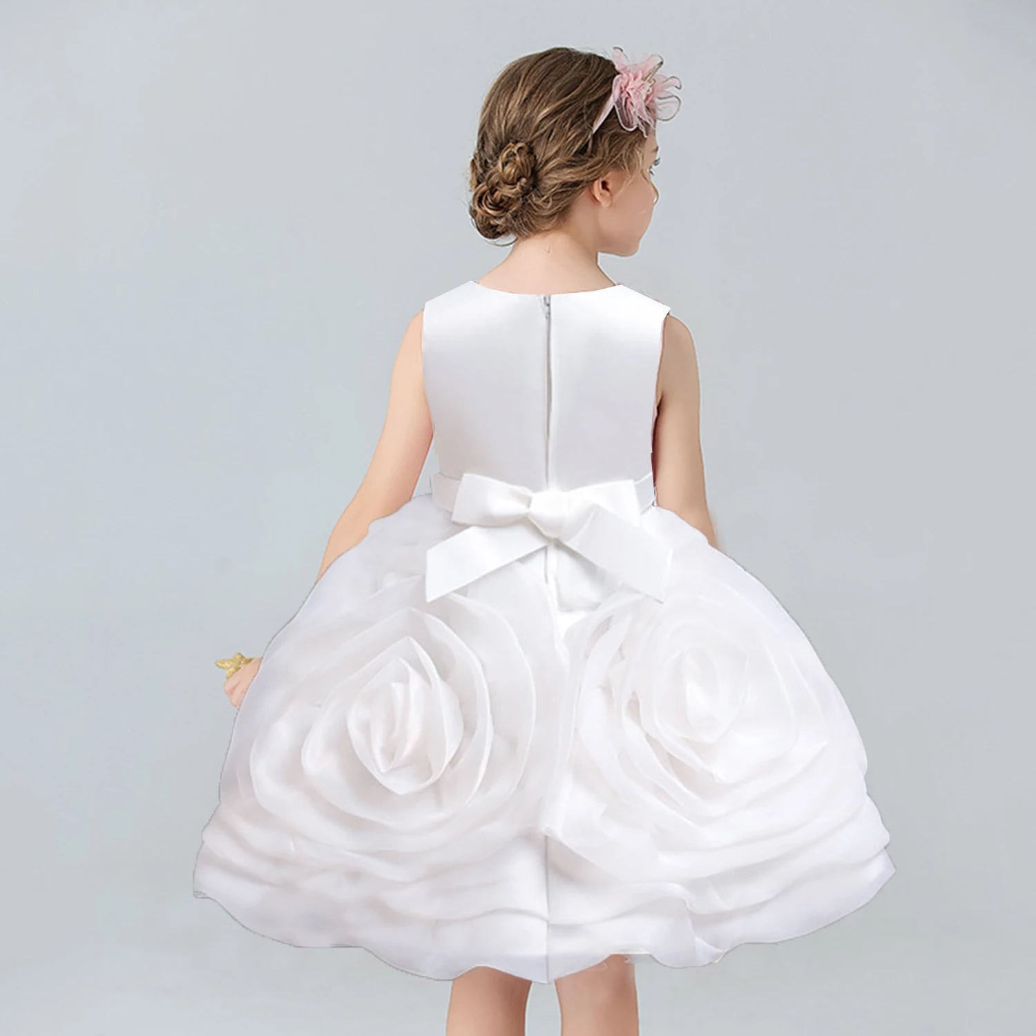 Shiny Toddler Little Big Girls 2-10 Years Big 3D Flower Flower Girl Birthday Pageant Party Holiday Dress