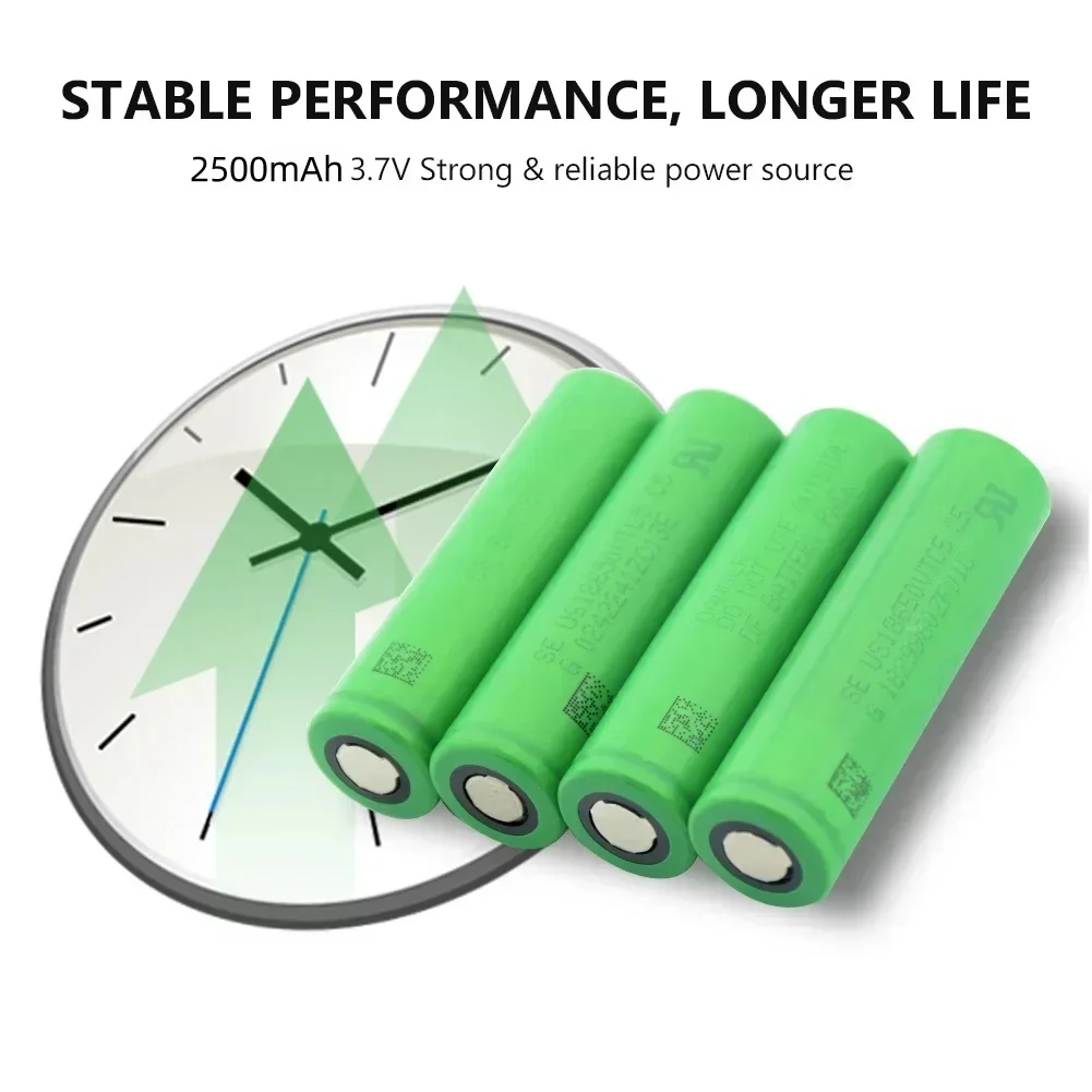 18650 3.7V 2500mAh VTC5 High Discharge Lithium-ion Rechargeable Battery Ssuitable for All Types Electronic Products + Nickel DIY