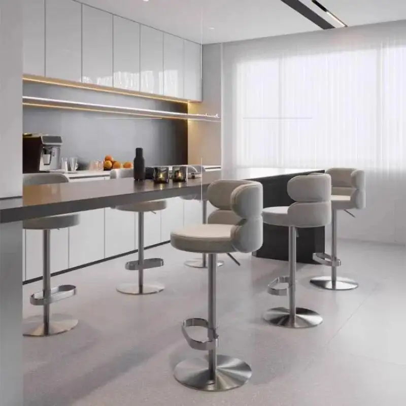 Sillas De Bar compactas De lujo, sillas altas giratorias ajustables De acero inoxidable para adultos, Chaise De Bar ergonómico para oficina, muebles De patio trasero