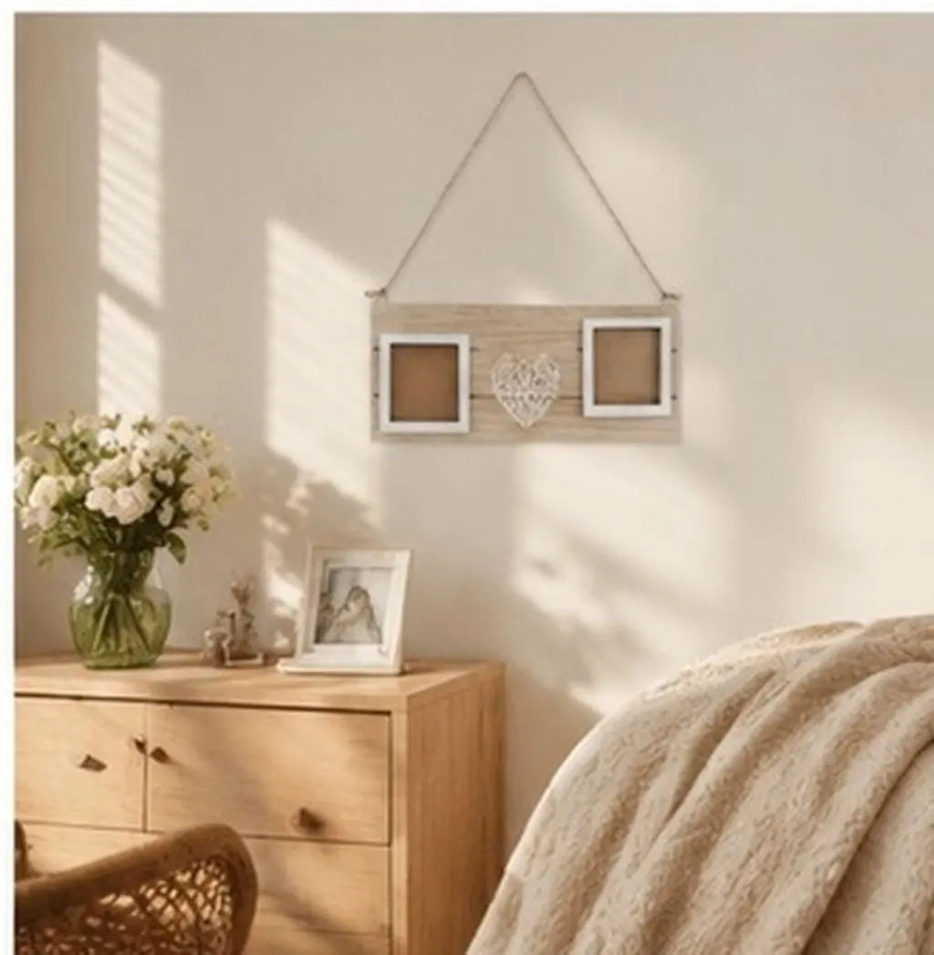 1Set Wood Heart Photo Frame Creative DIY String Art Mom Picture Frame Decoration Family Wall Photo Display Ornament