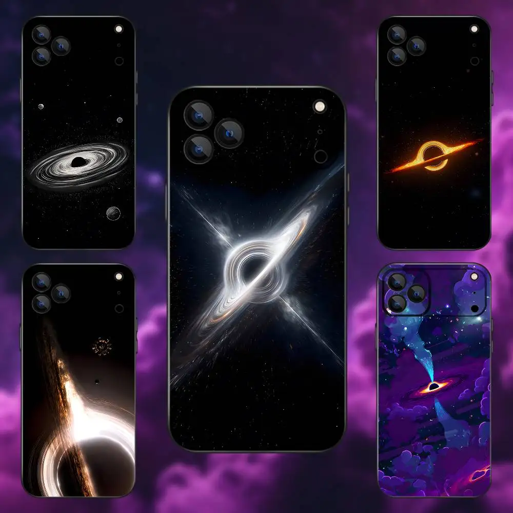 

Black Hole Universe Phone Case For iPhone 17,16,15,14,13,12,Pro,Max,Plus,E,SE4,Air,Mini Black Soft Box