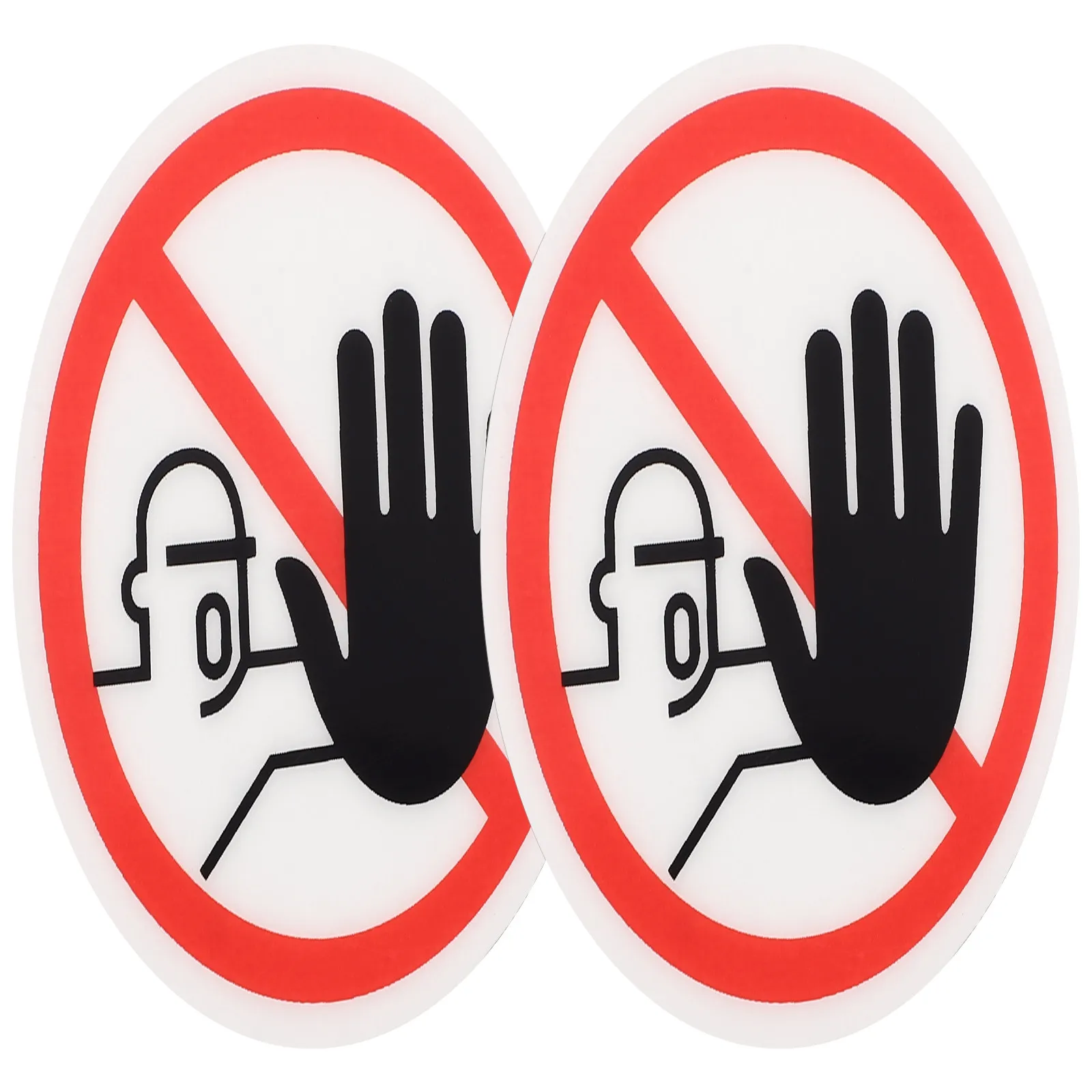 2Pcs Do Not Touch Sign Sticker Peel and Stick Safety Warning Decal Clear Pattern Bright Color Indoor Outdoor Use on Steel Glass