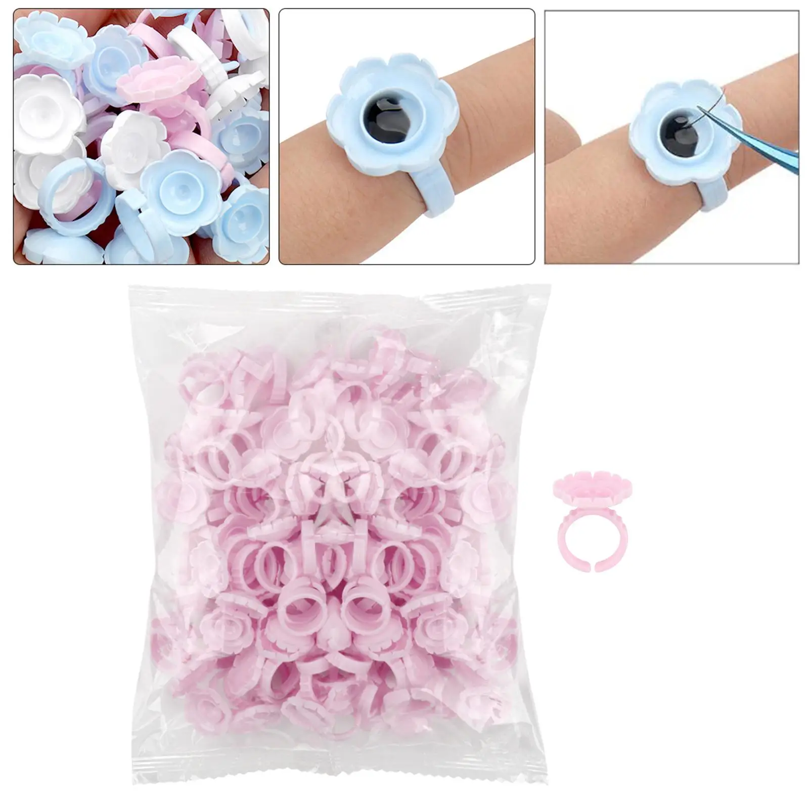 Pierścienie do mocowania kleju do przedłużania rzęs Jednorazowe silikonowe podkładki do wachlarzyków dla początkujących stylistów rzęs