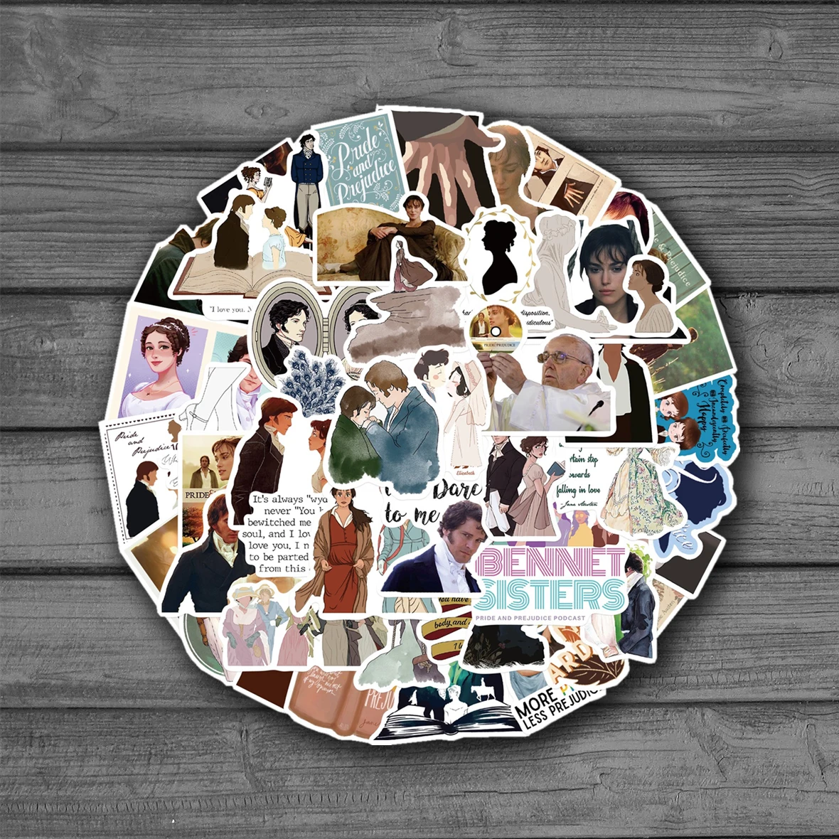 

50PCS Pride and Prejudice Graffiti Art Vinyl Waterproof Stickers for Water Bottle Laptop Skateboard Scrapbook Luggage Kids Toy