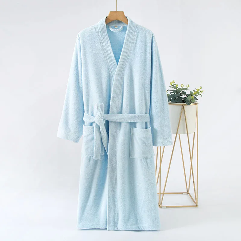 Men And Women Towel Bathrobe Couples Dressing Gown Quick Drying Nightgown Home Clothes Water Uptake Kimono Solid Hotel Robe