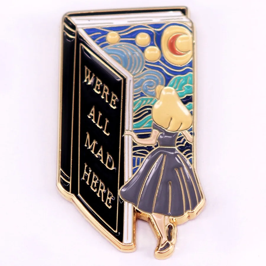 Vincent Van Gogh Starry Night And Alice-Enamel Pin Creative Personality Badge