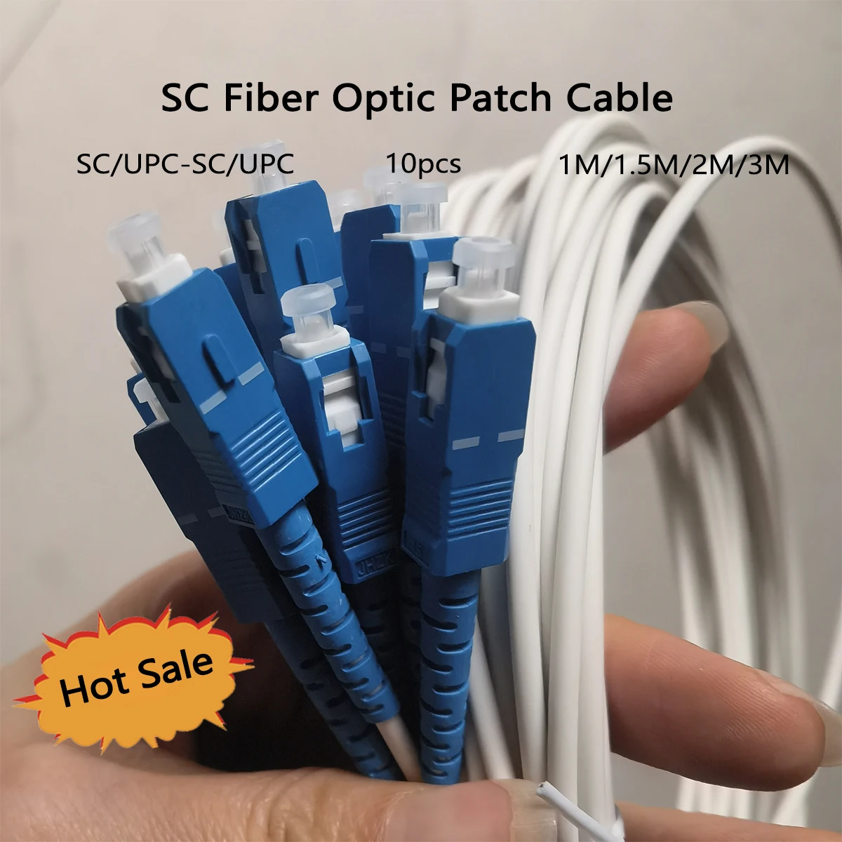 

10 шт. оптоволоконных патч-кордов 1м, 1.5м, 2м, 3м SC/UPC - SC/UPC, одномодовые, симплексные, соединительные кабели 3.0мм