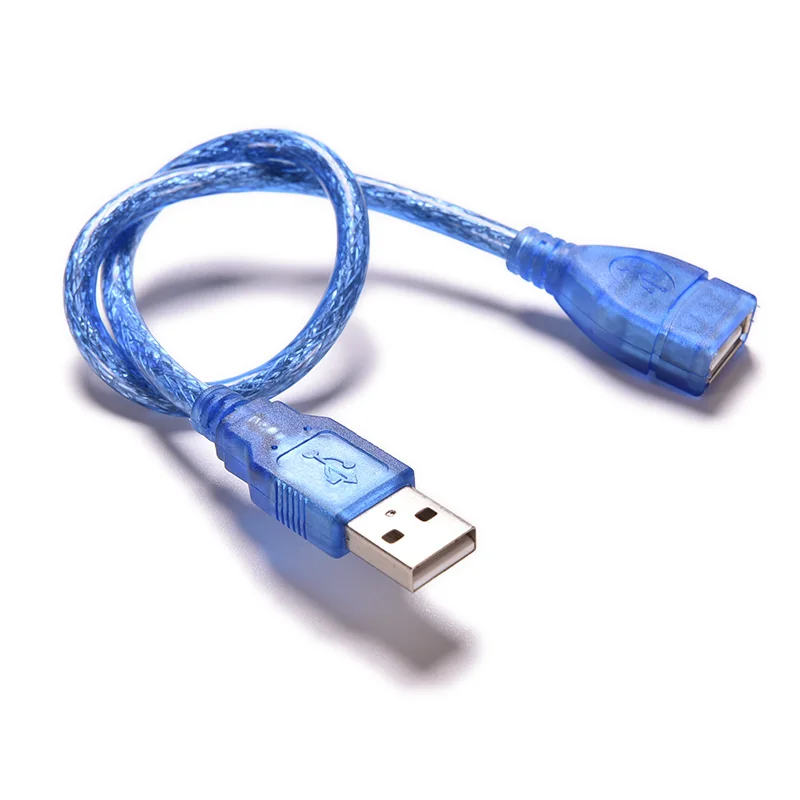 USB 2.0拡張ケーブル,30 cm,2.0オス-USB 2.0,メス延長ケーブル,データ同期ケーブル,抗干渉,青,1個