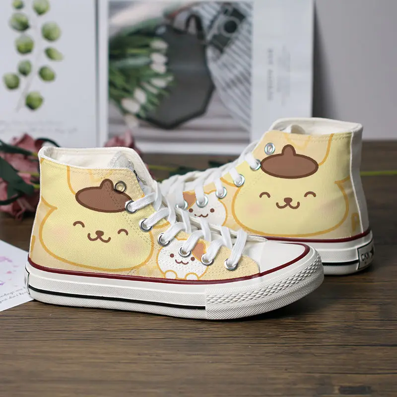 Sanrio Hello Kitty Kuromi Women\'s Casual Platform Sneakers Cinnamoroll Canvas Trainers Sport Shoes Tennis Shoes Walking Sneakers