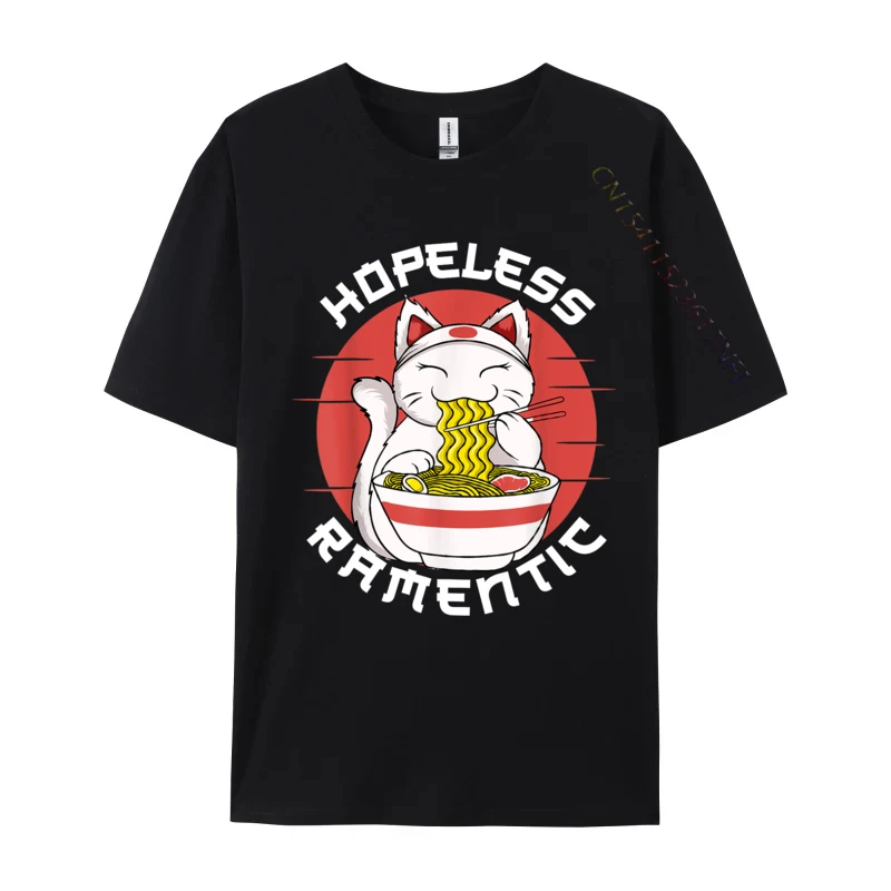 

Ramen Noodles Hopeless Ramentic Japanese Kawaii Cat Gift Cotton Men Tshirts Print Tops & Tees Special comfortable T Shirts