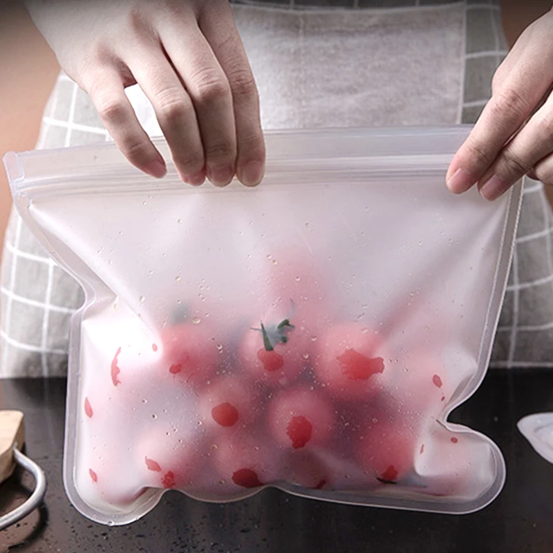 Silicone Food Storage Bag Reusable Stand Up Zip Shut Bag Leakproof Containers Fresh Bag Food Storage Bag Fresh Wrap Ziplock Bag