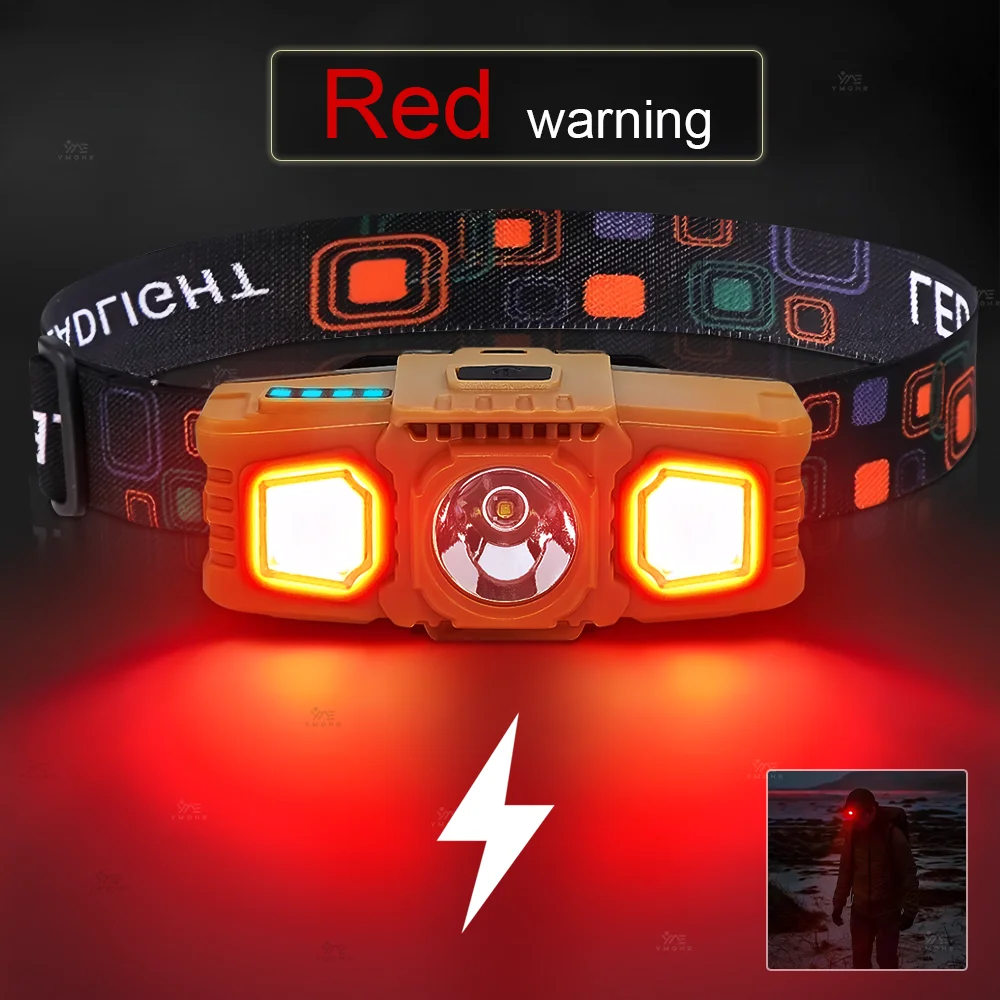 6000000LM HEAD Light COB Red Head Flashlights 70G EDC Portable Lamp LED Headlamp 18650 USB Head Torch Light for Climbing Outdoor