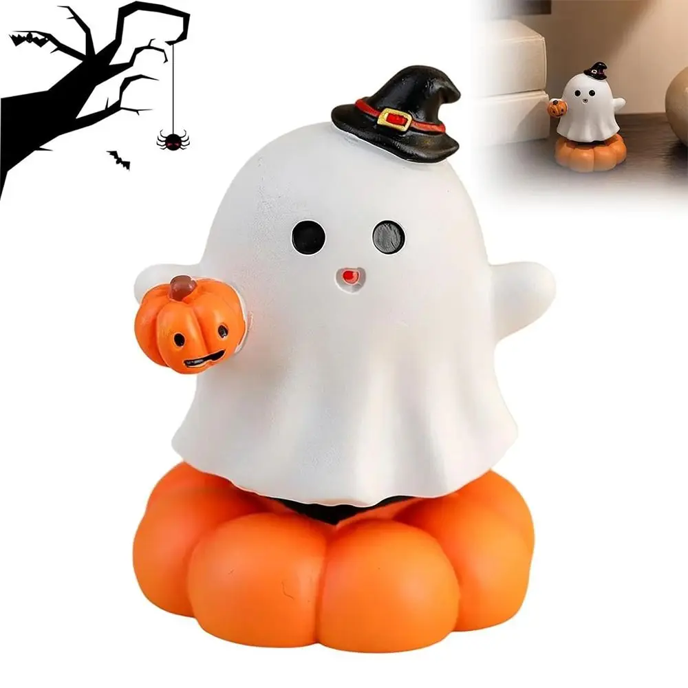 Resin Halloween Ghost Figurine Mini Cartoon Tabletop Halloween Ghost Decor Photo Shooting Props Pumpkins Ghosts Skulls Model