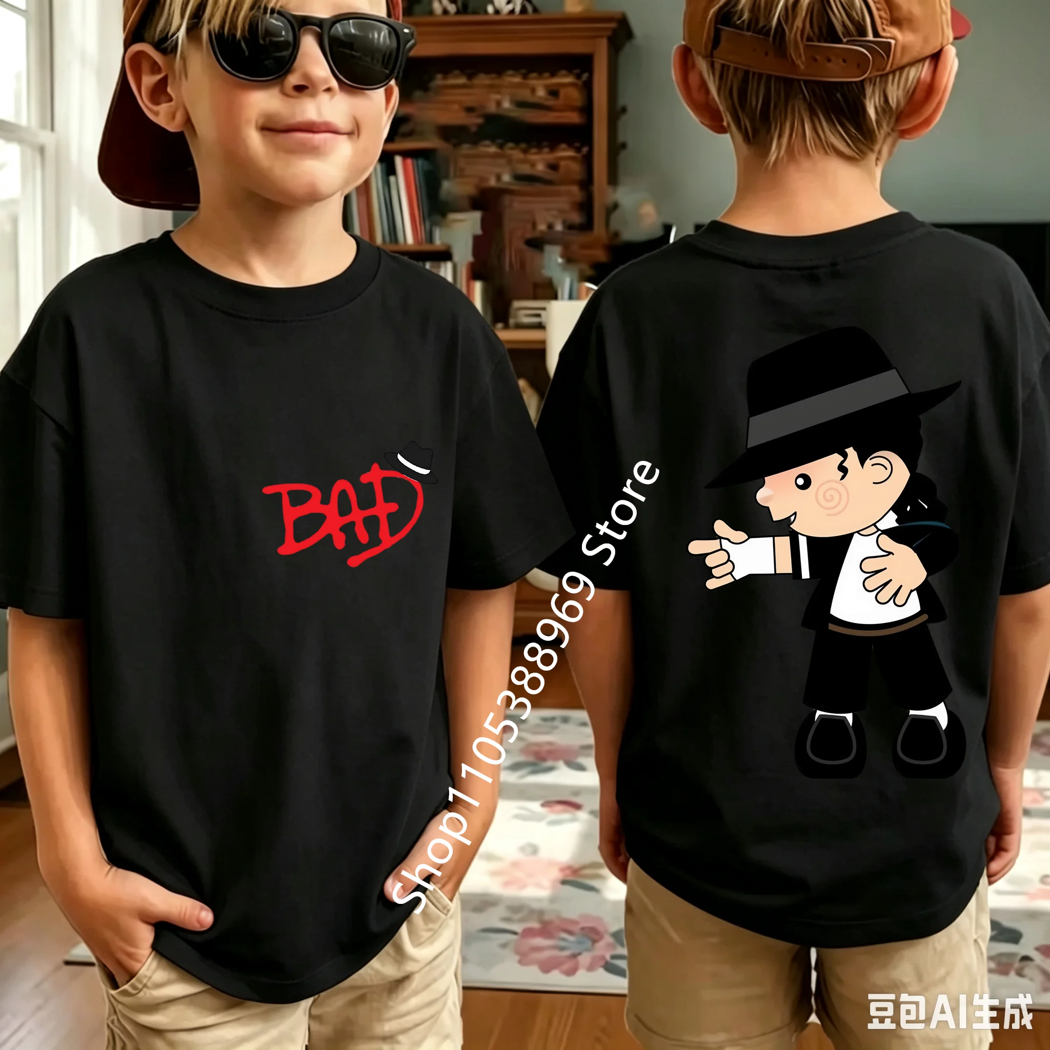 2026 Neues King of Pop Michael Jackson Kinder-T-Shirt, Cartoon-Baumwoll-Oberteile, MJ-T-Shirts für Jungen und Mädchen, Geburtstagsgeschenk – Detail 19