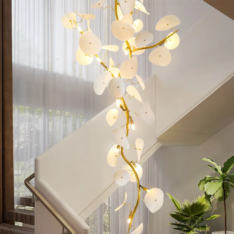 Stairway art chandelier Creative design to empty high-end decorative lamps Villa hotel club duplex lotus chandelier