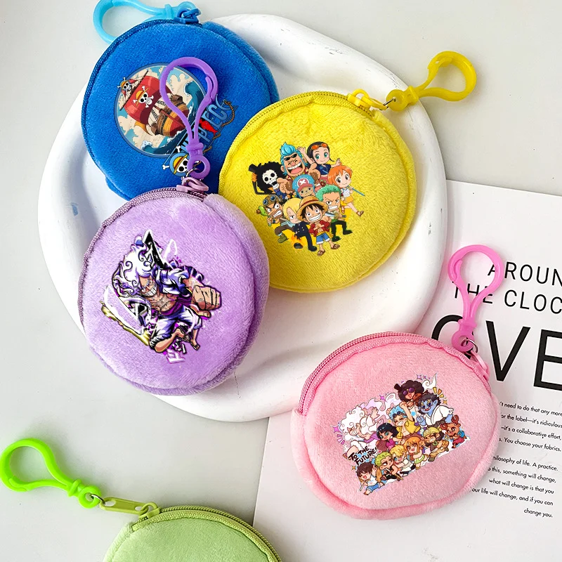 

One Piece Mini Purse Unisex Portable Wallets Keychains Luffy Zoro Cartoon Animation Pattern Printed Wallet Cute Coin Purses Gift