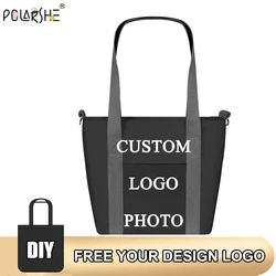 Personal Custom Women Handbag Quality Fabric Tote Bags DIY Logo Texts Photos Designs Handle Bags Travel Shopper Bag Wedding Gift