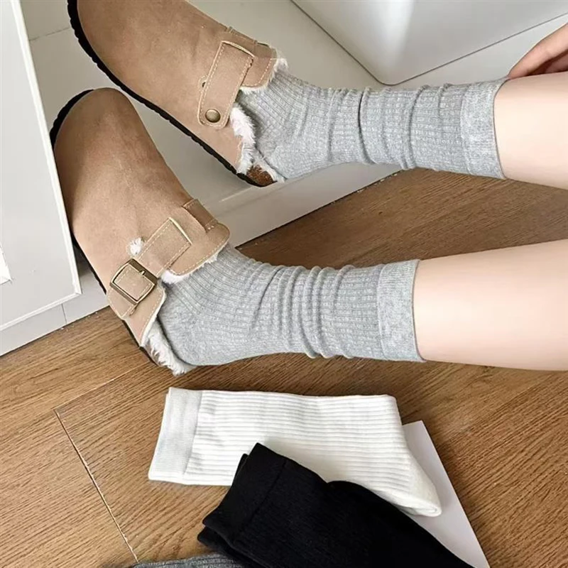 1/6 Paar Damen-Halbsocken für Herbst und Winter, einfarbig, warm, bequem, modisch, schlicht, im koreanischen Stil, lässig, gestapelt. – Detail 8
