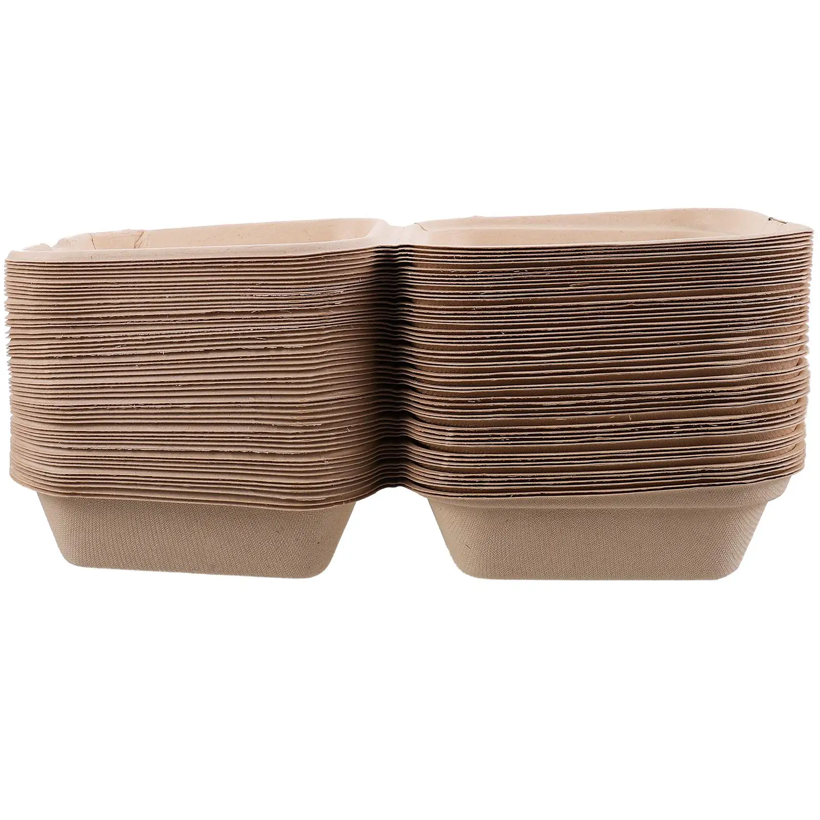 

50 Pcs Burger Boxes Food Containers Lightweight Pulp Dessert Holders Fast Food Packaging Snack Wrapping Picnic Cake Portable