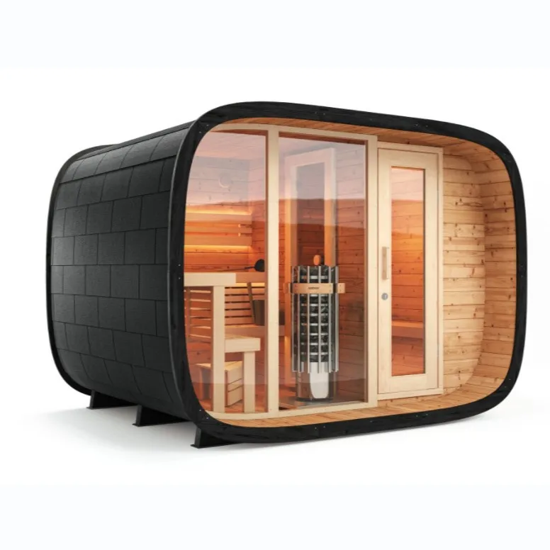 Sauna inteligente y zona de estar Chalet Sauna prefabricada en barril de cedro