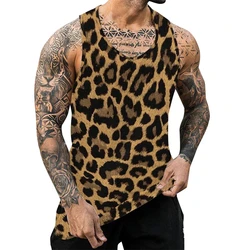 Fashion Summer Men Tank Tops Ethnic Style Sleeveless T Shirts Casual Harajuku Beach Leopard print Tops 3D Oversized Gym Clothing