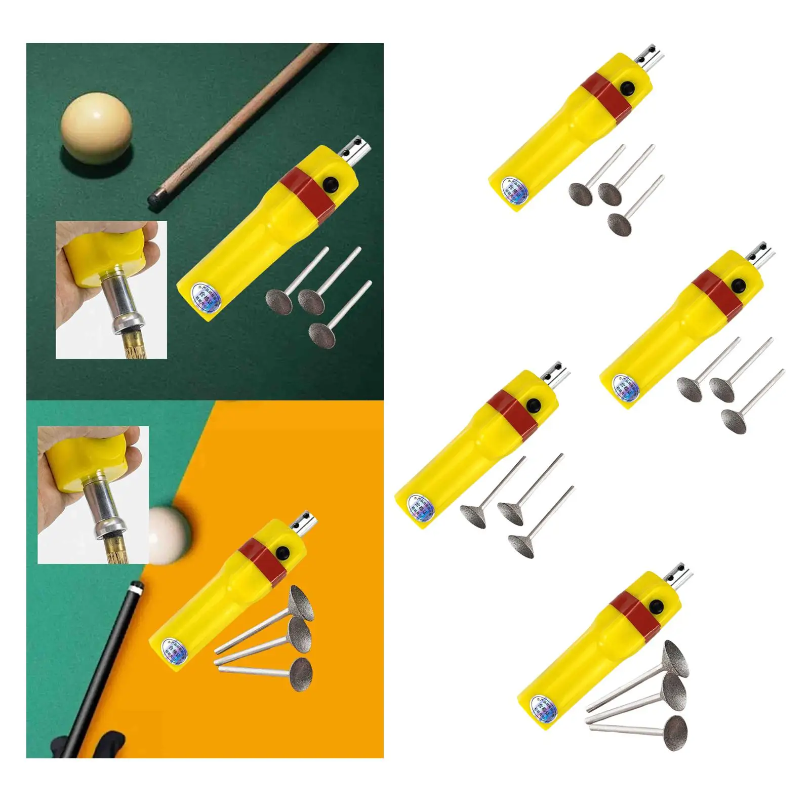 

Электрический бильярдный кий, электрический полировщик для формирования и замены, желтый шлифовальный станок 6,3x1,8x1,6 дюйма